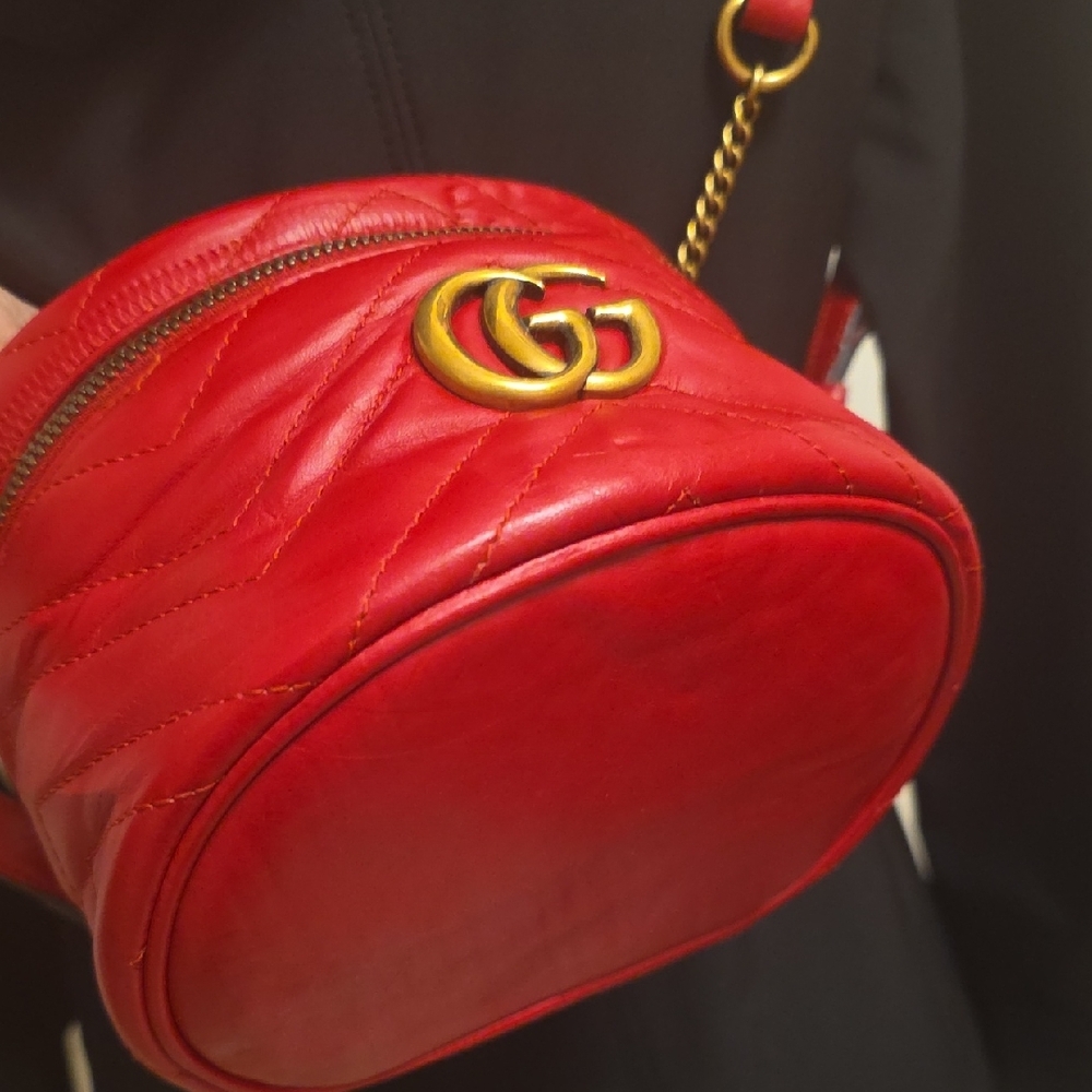 Gucci Red Quilted Leather Backpack - Picture 3 of 11